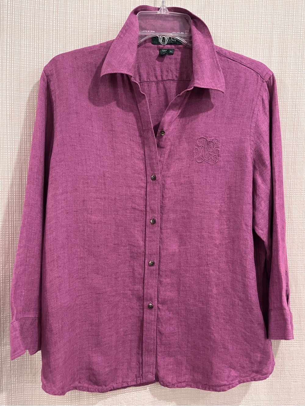 Lauren Ralph Lauren Linen Button Down Shirt Modern Prep Preppy Chic Like New
